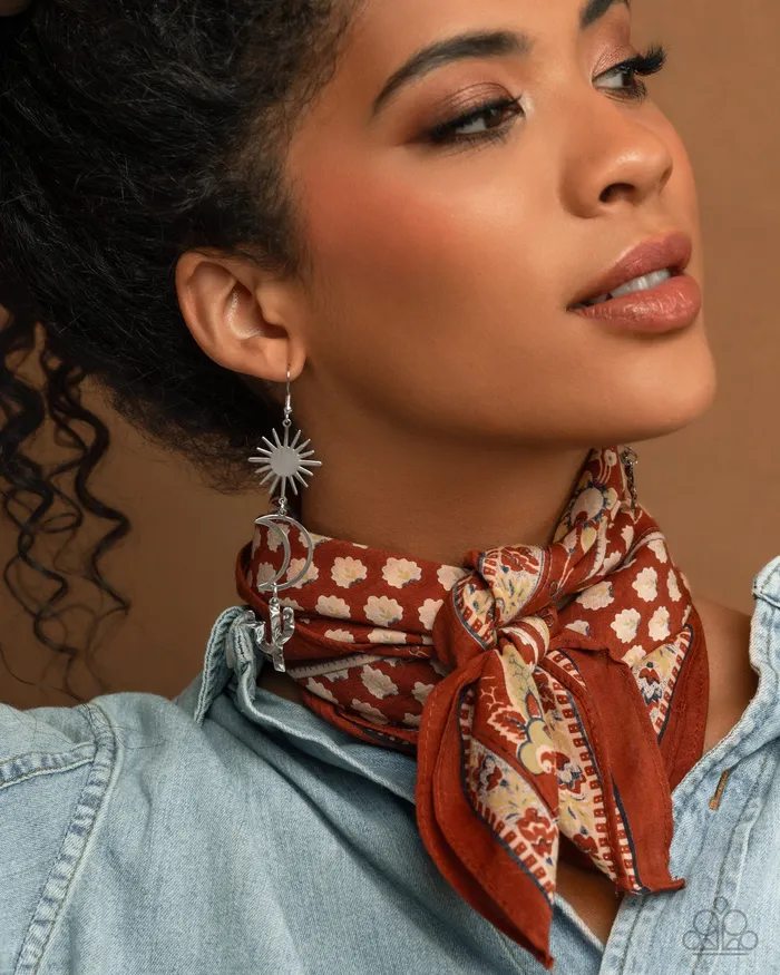 Paparazzi Accessories Earrings Wishfully Western Silver Earrings Jewelry by Bretta