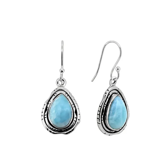 137 Larimar Solid 925 Sterling Silver Dangle Earrings Jewelry YoTreasure Earrings