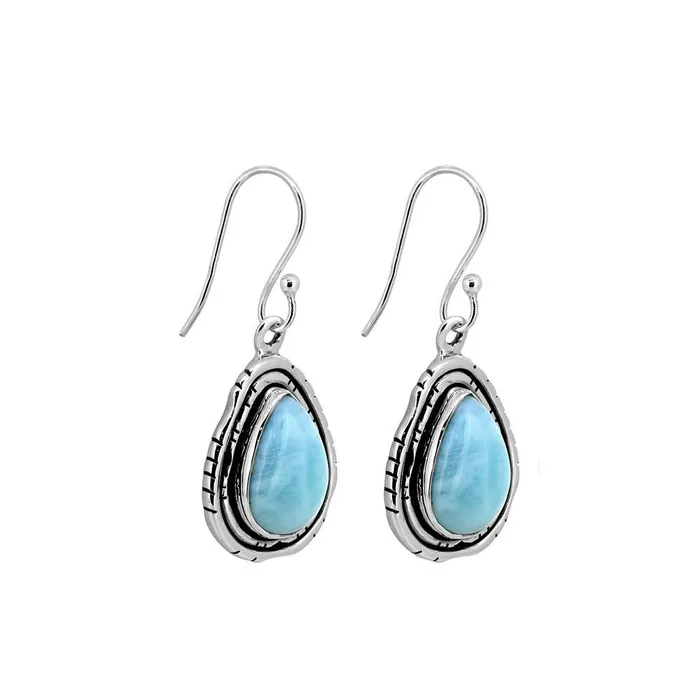 137 Larimar Solid 925 Sterling Silver Dangle Earrings Jewelry YoTreasure Earrings