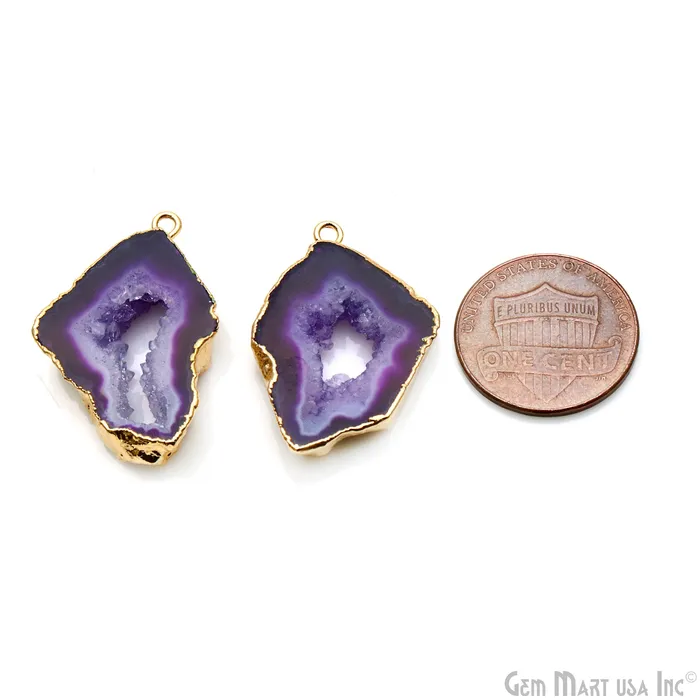 Earrings GemMartUSA Agate Slice 29x25mm Organic Gold Electroplated Gemstone Earring Connector 1 Pair Earrings GemMartUSA Agate Slice 29x25mm Organic Gold Electroplated Gemstone Earring Connector 1 Pair