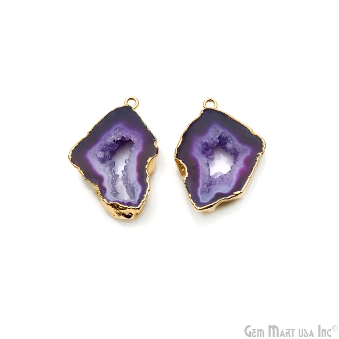 Earrings GemMartUSA Agate Slice 29x25mm Organic Gold Electroplated Gemstone Earring Connector 1 Pair Earrings GemMartUSA Agate Slice 29x25mm Organic Gold Electroplated Gemstone Earring Connector 1 Pair