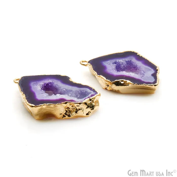 Earrings GemMartUSA Agate Slice 29x25mm Organic Gold Electroplated Gemstone Earring Connector 1 Pair Earrings GemMartUSA Agate Slice 29x25mm Organic Gold Electroplated Gemstone Earring Connector 1 Pair