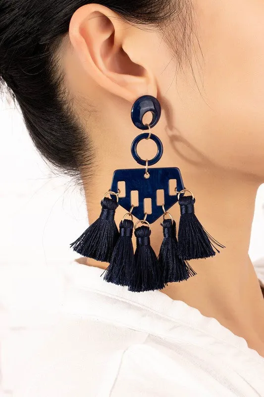 LA3accessories Geo Shape Tassel Earrings Online Only Earrings