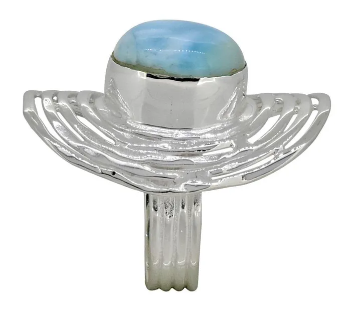 Natural Larimar Ring 925 Sterling Silver Designer Jewelry YoTreasure Rings