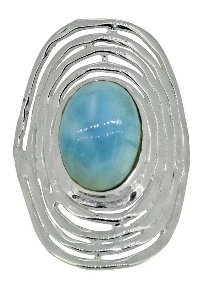Natural Larimar Ring 925 Sterling Silver Designer Jewelry YoTreasure Rings