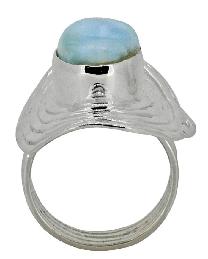 Natural Larimar Ring 925 Sterling Silver Designer Jewelry YoTreasure Rings