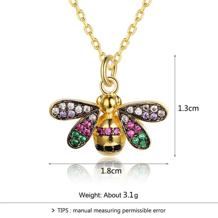 Necklaces customjewelryan Womens Trendy Bee Insect Pendant Necklace with Zirconia Stones Jewelry Gift for Special Occasion