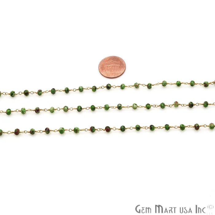 PreStyled Sets GemmartUSA Ruby Zoisite Jade Faceted Beads 4mm Gold Plated Wire Wrapped Rosary Chain PreStyled Sets GemmartUSA Ruby Zoisite Jade Faceted Beads 4mm Gold Plated Wire Wrapped Rosary Chain