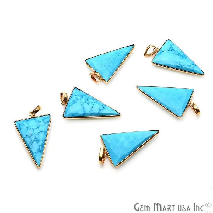 PreStyled Sets GemmartUSA Turquoise Triangle 35x21mm Gold Plated Bezel Gemstone Pendant PreStyled Sets GemmartUSA Turquoise Triangle 35x21mm Gold Plated Bezel Gemstone Pendant