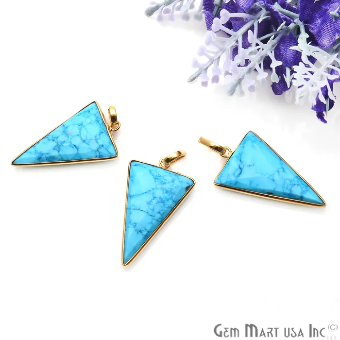 PreStyled Sets GemmartUSA Turquoise Triangle 35x21mm Gold Plated Bezel Gemstone Pendant PreStyled Sets GemmartUSA Turquoise Triangle 35x21mm Gold Plated Bezel Gemstone Pendant