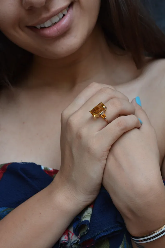 Rings YoTreasure 963 Ct Citrine Solid 14k Yellow Gold Ring Jewelry