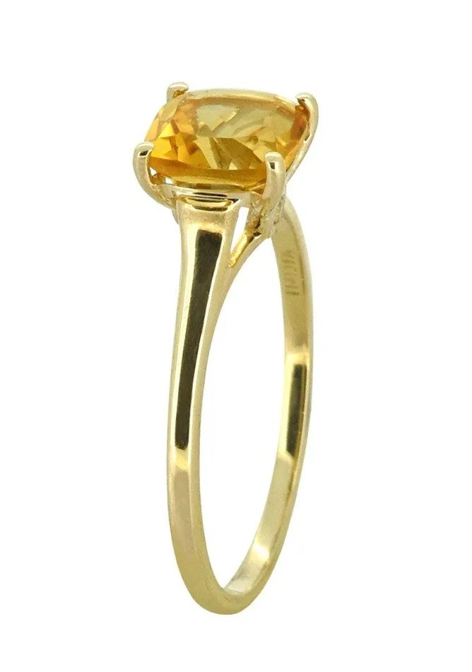 Rings YoTreasure Citrine White Topaz Solid 10K Yellow Gold Gemstone Ring
