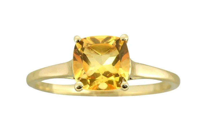 Rings YoTreasure Citrine White Topaz Solid 10K Yellow Gold Gemstone Ring