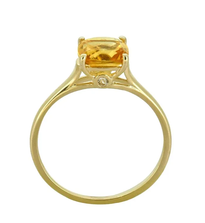 Rings YoTreasure Citrine White Topaz Solid 10K Yellow Gold Gemstone Ring