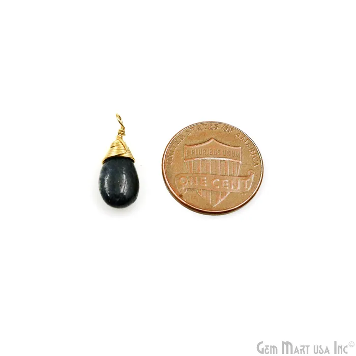Sapphire Cabochon Drop 18x8mm Gold Wire Wrapped Single Bail Gemstone Drop Connector GemMartUSA Earrings Sapphire Cabochon Drop 18x8mm Gold Wire Wrapped Single Bail Gemstone Drop Connector GemMartUSA Earrings