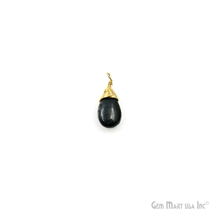 Sapphire Cabochon Drop 18x8mm Gold Wire Wrapped Single Bail Gemstone Drop Connector GemMartUSA Earrings Sapphire Cabochon Drop 18x8mm Gold Wire Wrapped Single Bail Gemstone Drop Connector GemMartUSA Earrings