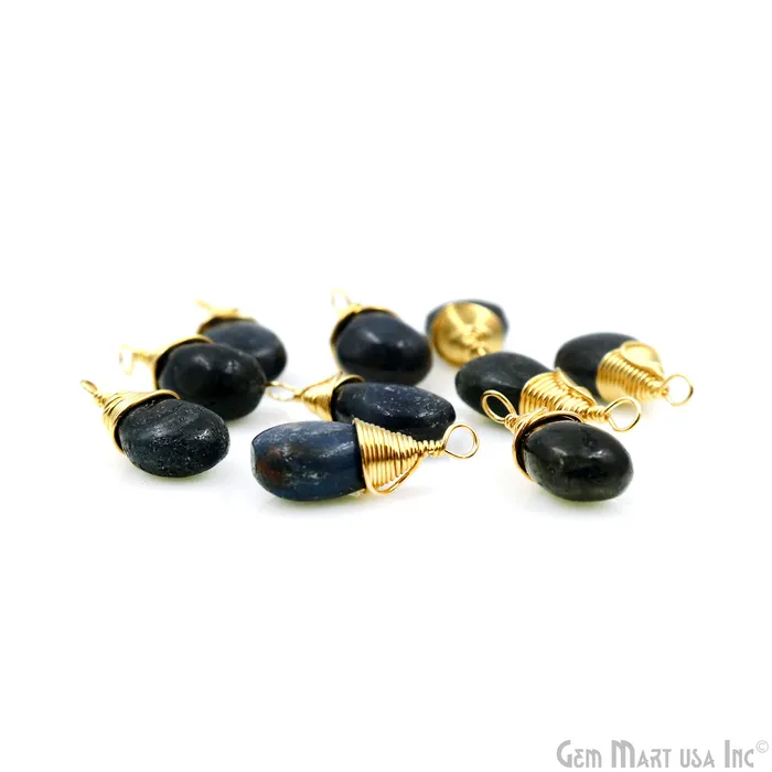 Sapphire Cabochon Drop 18x8mm Gold Wire Wrapped Single Bail Gemstone Drop Connector GemMartUSA Earrings Sapphire Cabochon Drop 18x8mm Gold Wire Wrapped Single Bail Gemstone Drop Connector GemMartUSA Earrings