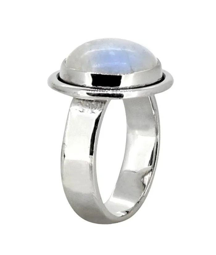 YoTreasure Rainbow Moonstone Solid 925 Sterling Silver Ring Jewelry Rings
