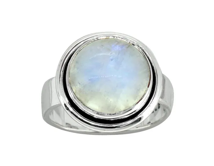YoTreasure Rainbow Moonstone Solid 925 Sterling Silver Ring Jewelry Rings