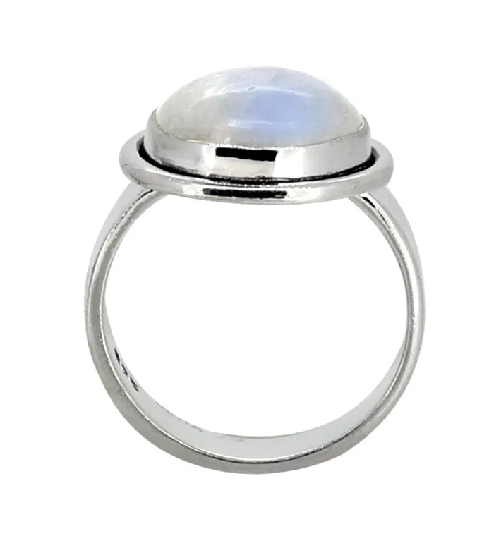 YoTreasure Rainbow Moonstone Solid 925 Sterling Silver Ring Jewelry Rings