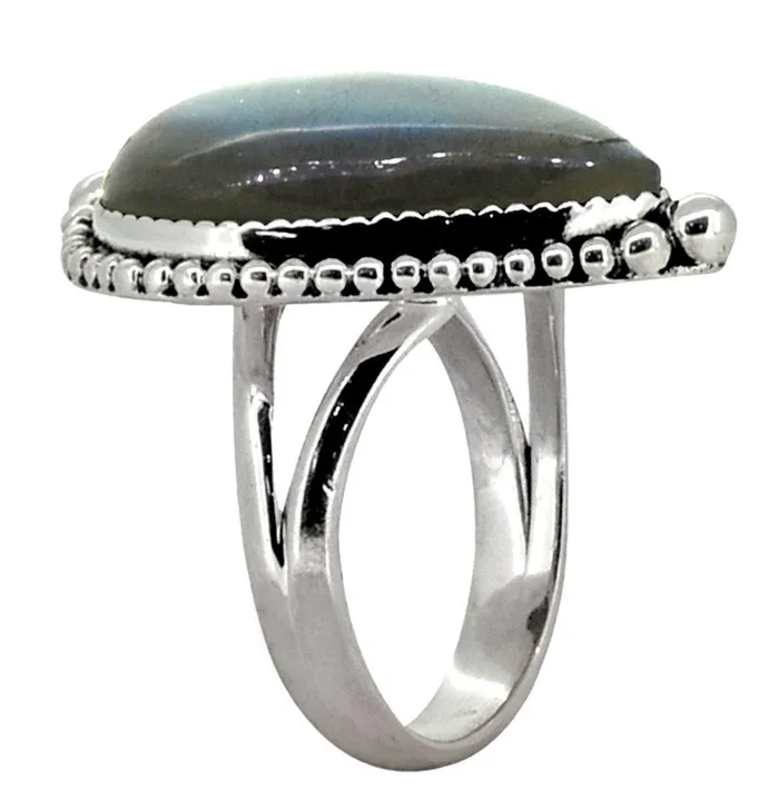 YoTreasure Rings Labradorite Solid 925 Sterling Silver Teardrop Ring Jewelry