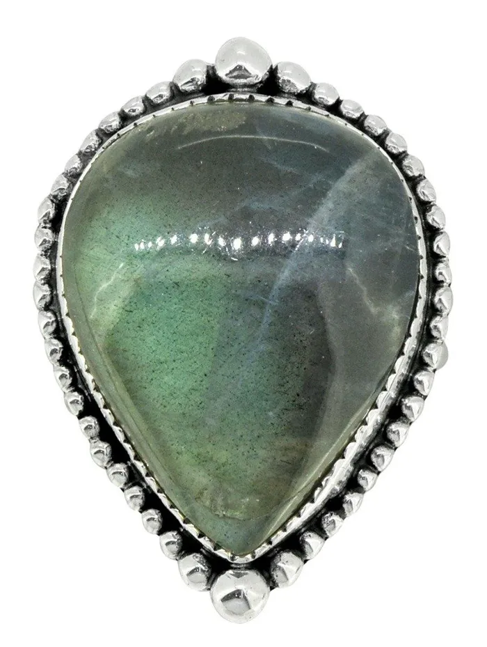 YoTreasure Rings Labradorite Solid 925 Sterling Silver Teardrop Ring Jewelry