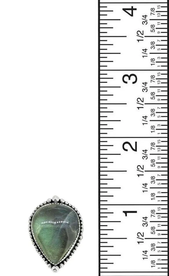 YoTreasure Rings Labradorite Solid 925 Sterling Silver Teardrop Ring Jewelry